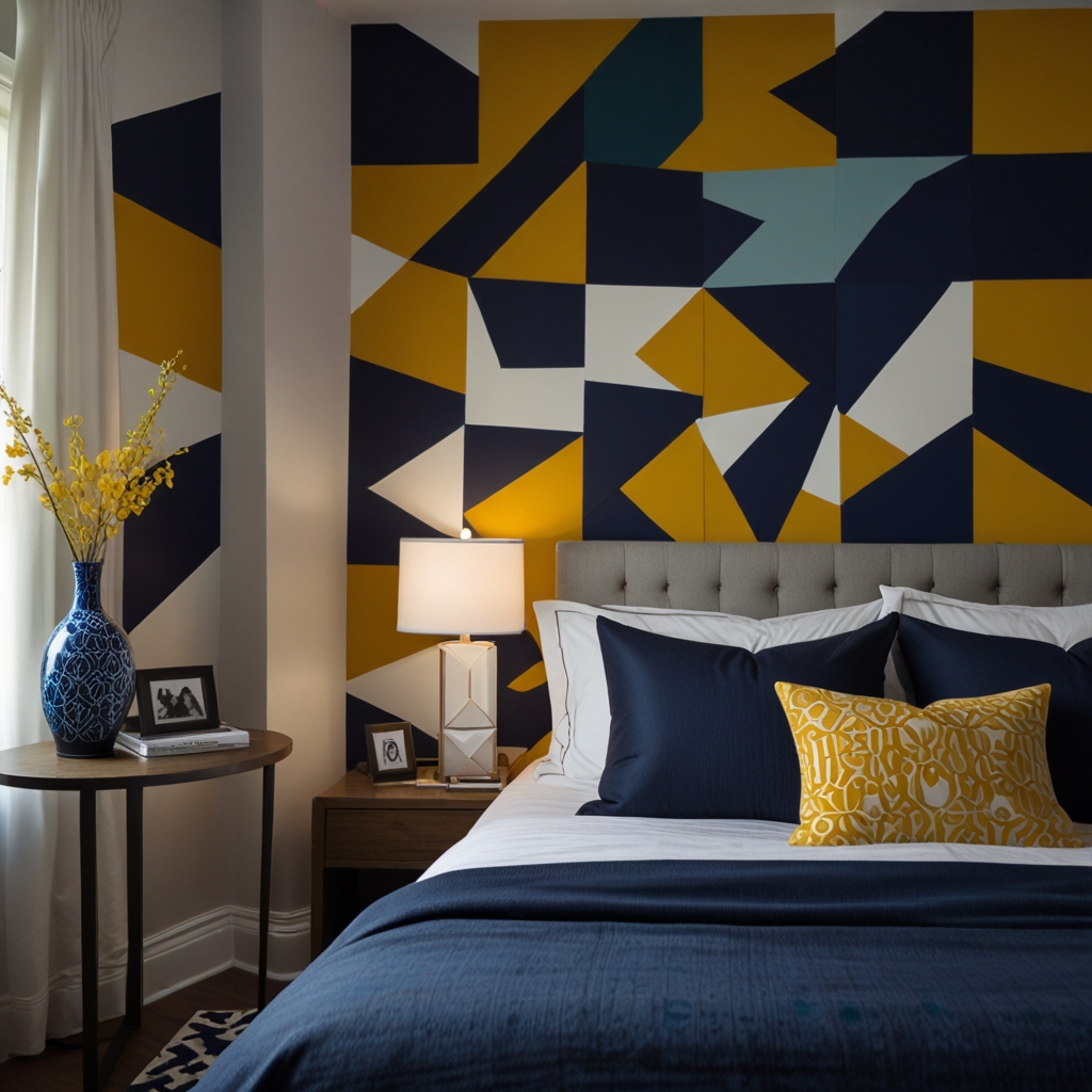 Bold geometric or floral patterns on bedding, wallpaper, or rugs, bringing energy and personality to the space.