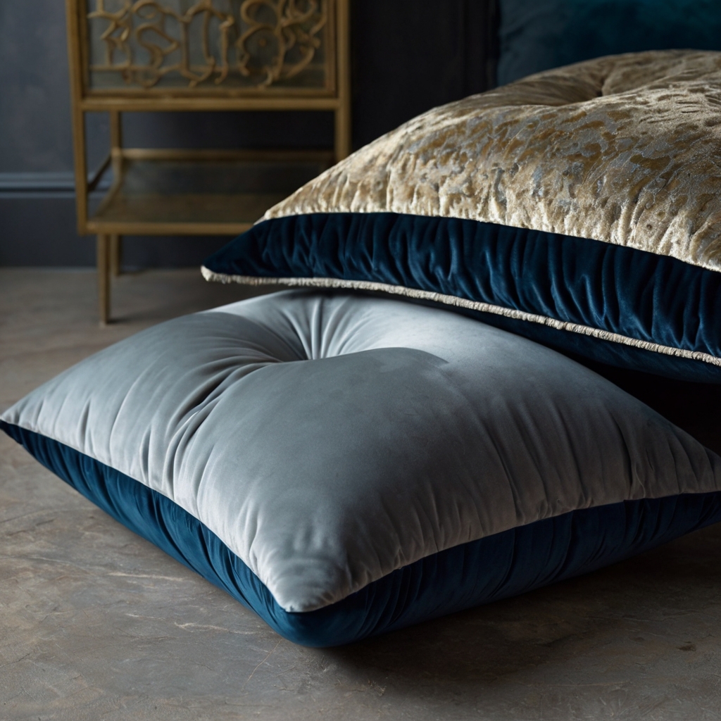 For a refined look, combine velvet and satin for a luxurious, plush floor pillow. Ideal for adding texture and elegance to your home.