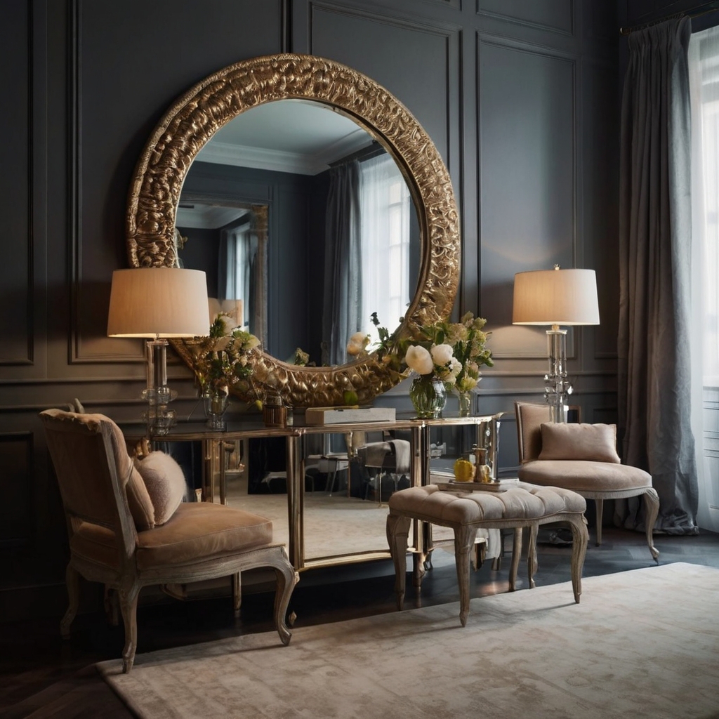 Decorative mirror with a unique frame, adding dimension and light to any room while reflecting your personal style.