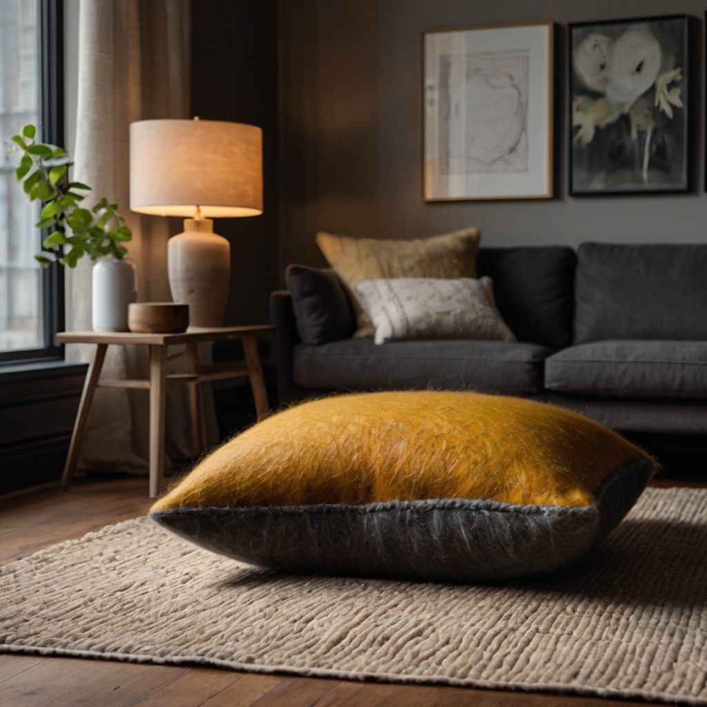 Felted wool floor pillows add cozy texture and warmth to any space. Perfect for colder seasons and rustic-style interiors.