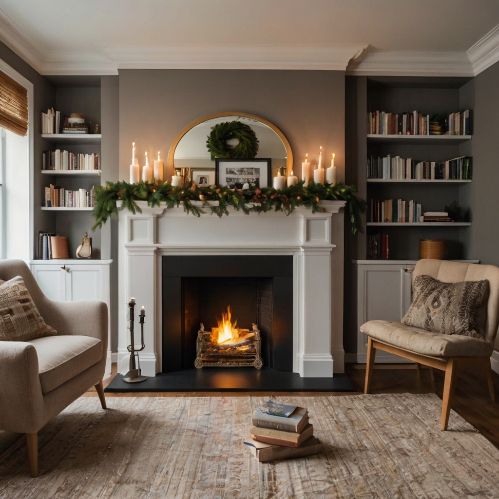 Functional cardboard fireplace with built-in storage slots for books and décor. A stylish addition to any room.