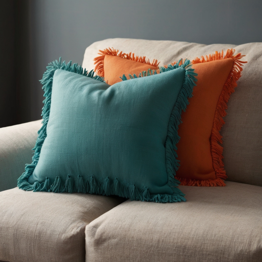 Add playful fringe to your floor pillows for a fun and vibrant touch. A lively design element that will enhance any casual living space.