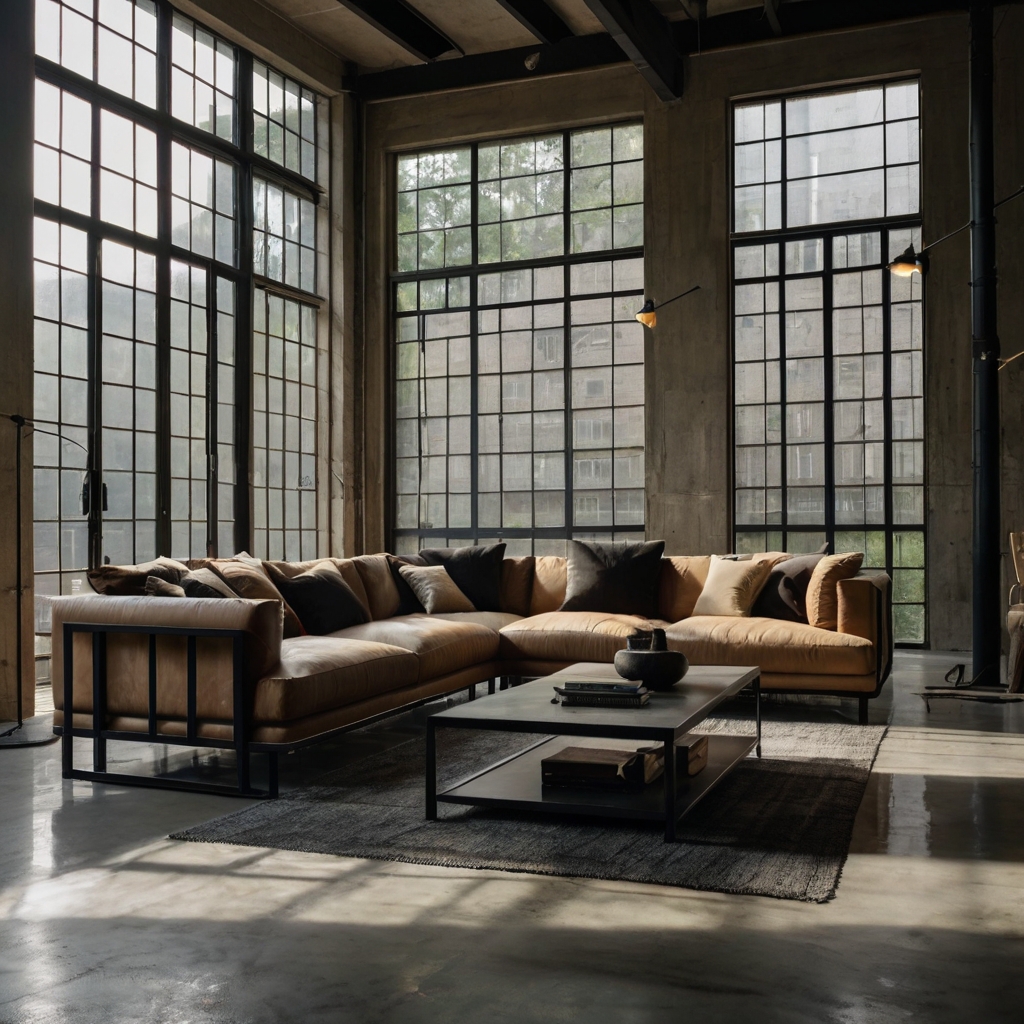 Light tan walls contrasted with sleek jet black trims create a bold, contemporary look. The dark accents give the room an industrial, modern vibe.