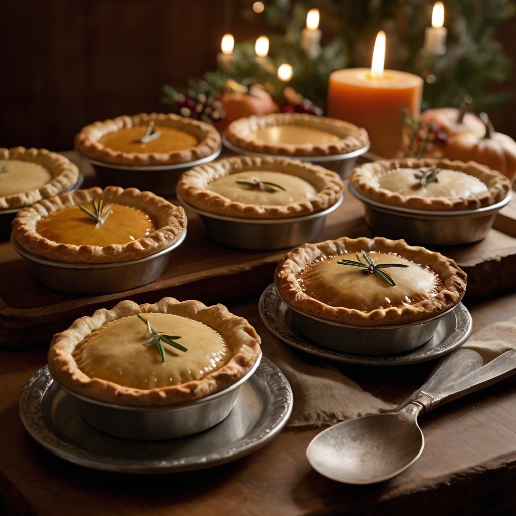 Individual mini pies wrapped in parchment paper or placed in small tins serve as both dessert and decor. These adorable favors create a delightful, personal touch.