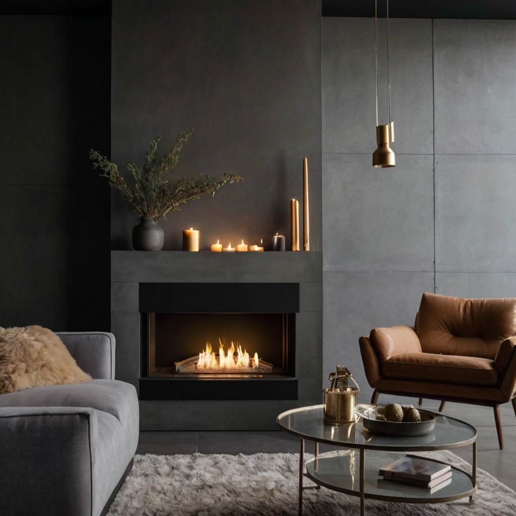 Minimalistic cardboard fireplace with sharp angles and neutral tones. A modern statement piece for urban holiday settings.