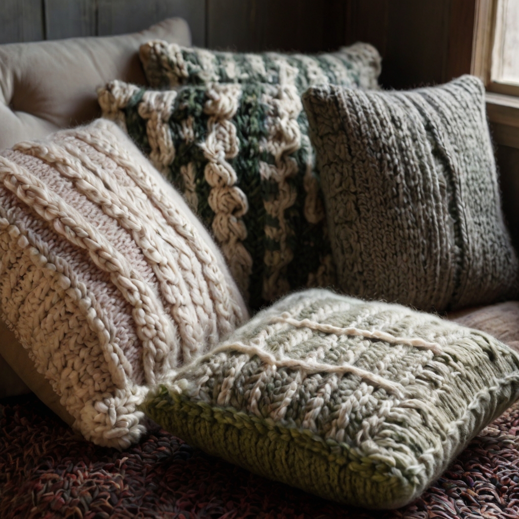 Transform old sweaters into cozy floor cushions, perfect for adding warmth and texture to a room during the colder months.