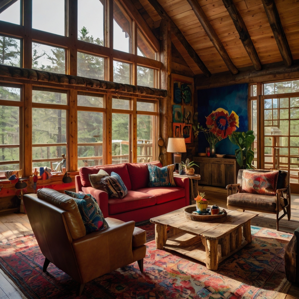 Unleash your creativity in an artistic cabin full of inspiring decor. Enjoy a peaceful setting with artistic energy all around.