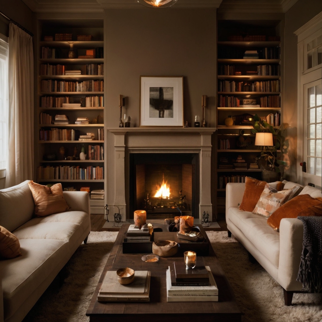 Frame your fireplace with bookshelves for a warm, inviting vibe. Perfect for books and decor, they add balance and coziness to any room. Transform your living space with this timeless setup!