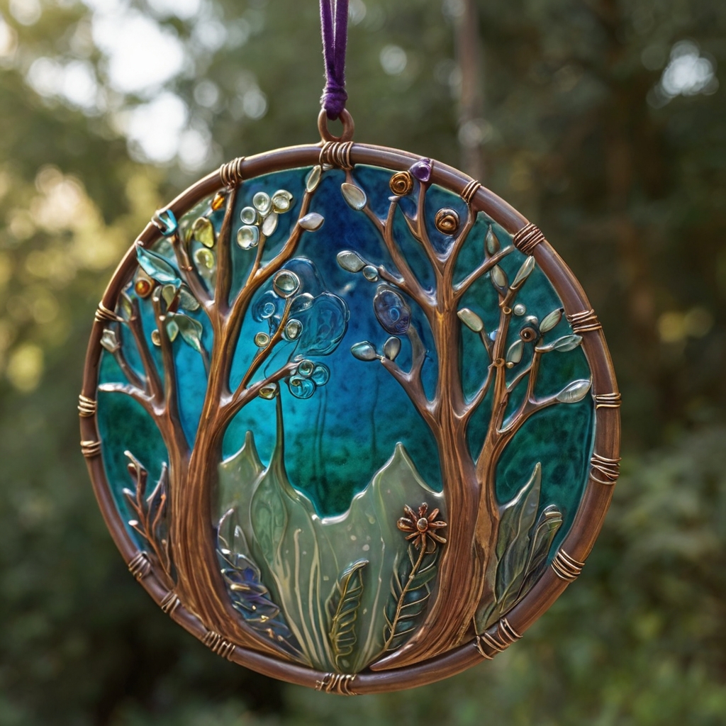 Whimsical clay suncatchers with translucent glazes. Soft light filters through, creating a magical ambiance in any room.