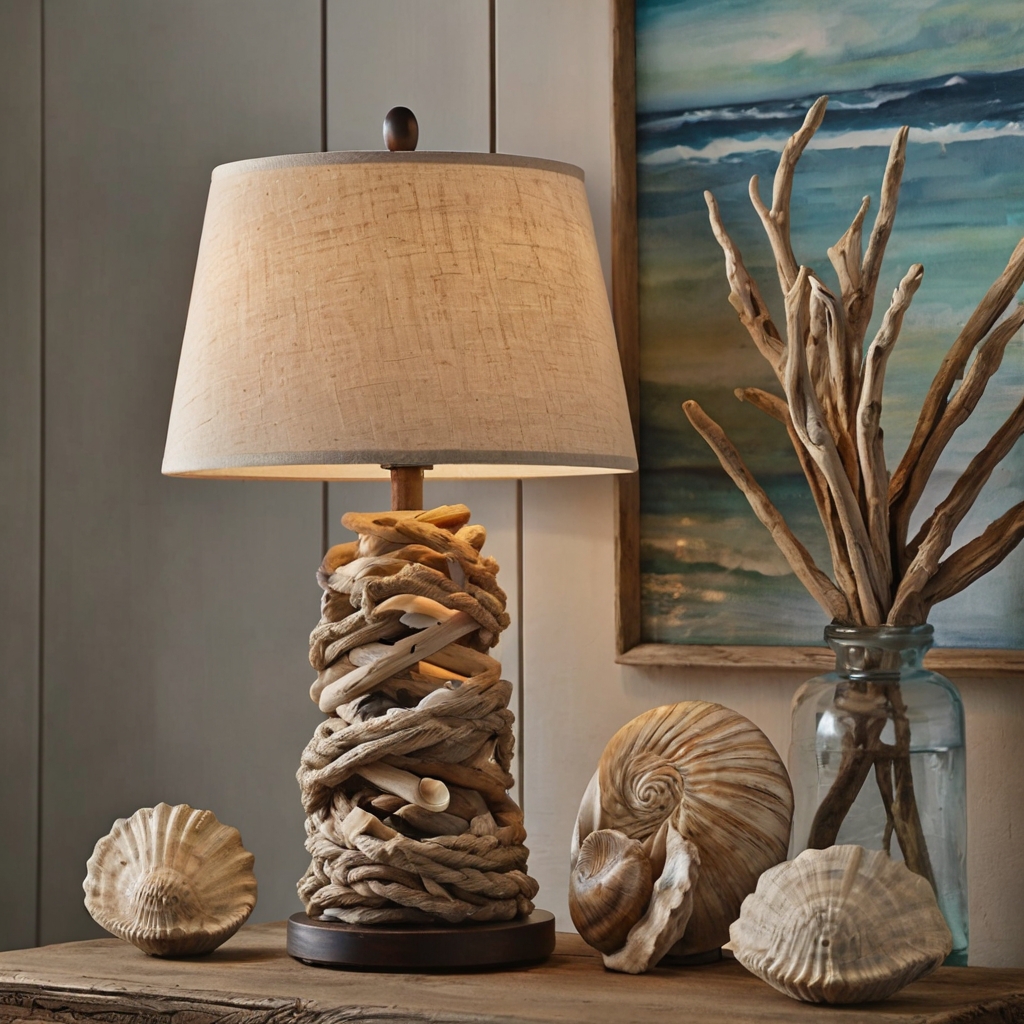 Bring beach vibes indoors with coastal-inspired driftwood lamps. Perfect for creating a relaxed, oceanic atmosphere in any room.