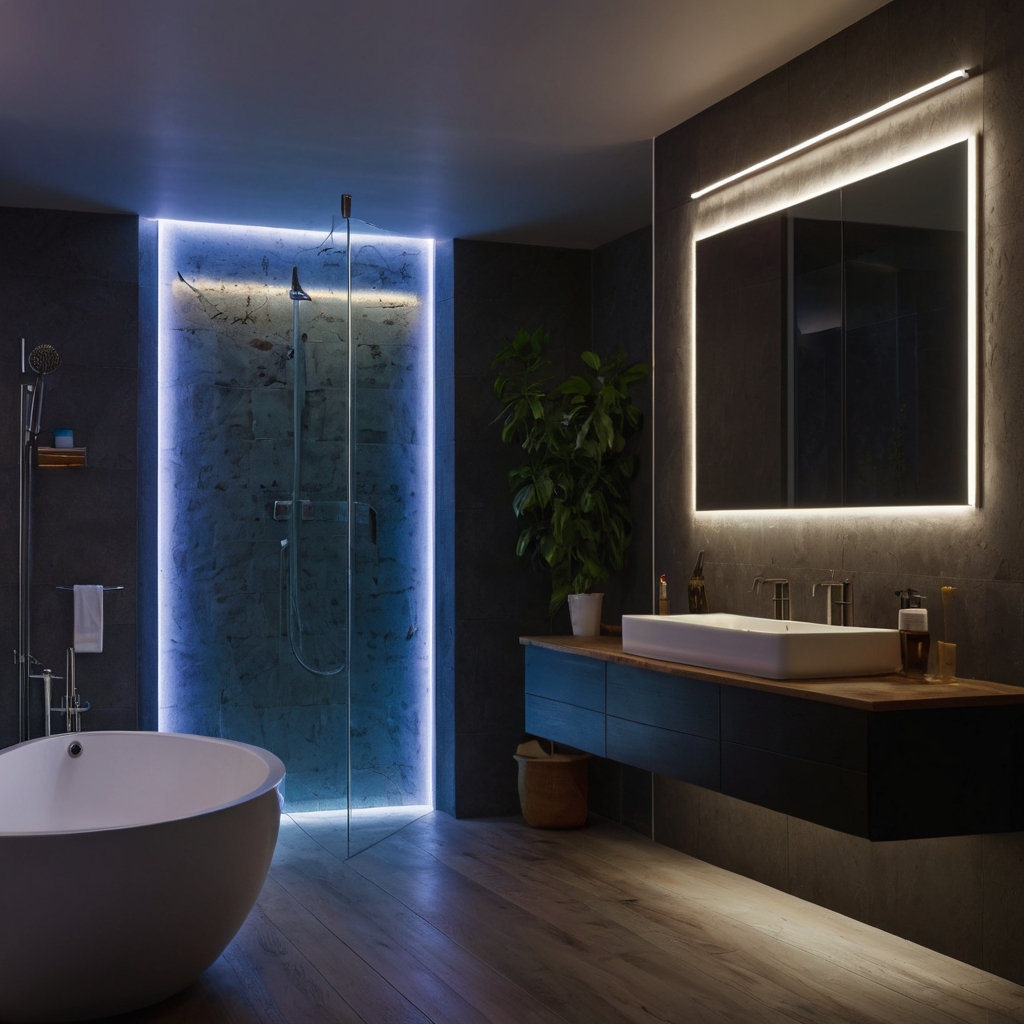 Set the perfect mood with color-changing LED lights, transitioning from warm to cool for any bathroom atmosphere.