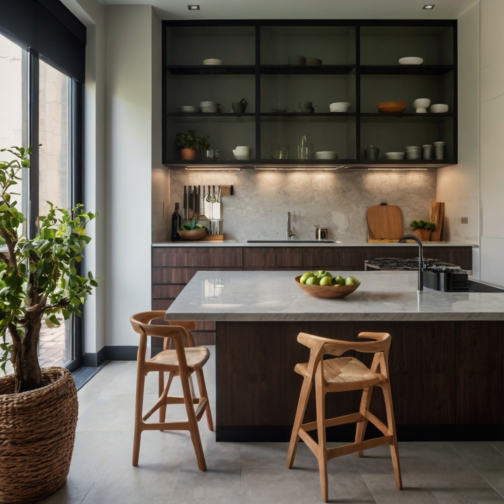 Make the most of small kitchens with compact, space-saving island chairs. Enjoy a light, airy feel with bright natural light enhancing the design.