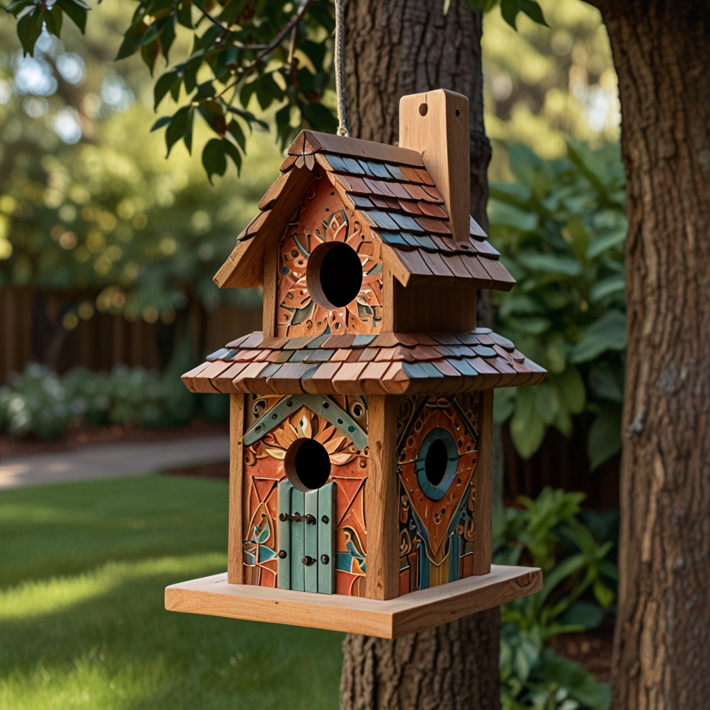 Showcase artistry with handcrafted wooden birdhouses. Each piece is a masterpiece, adding charm and character to your outdoor spaces.