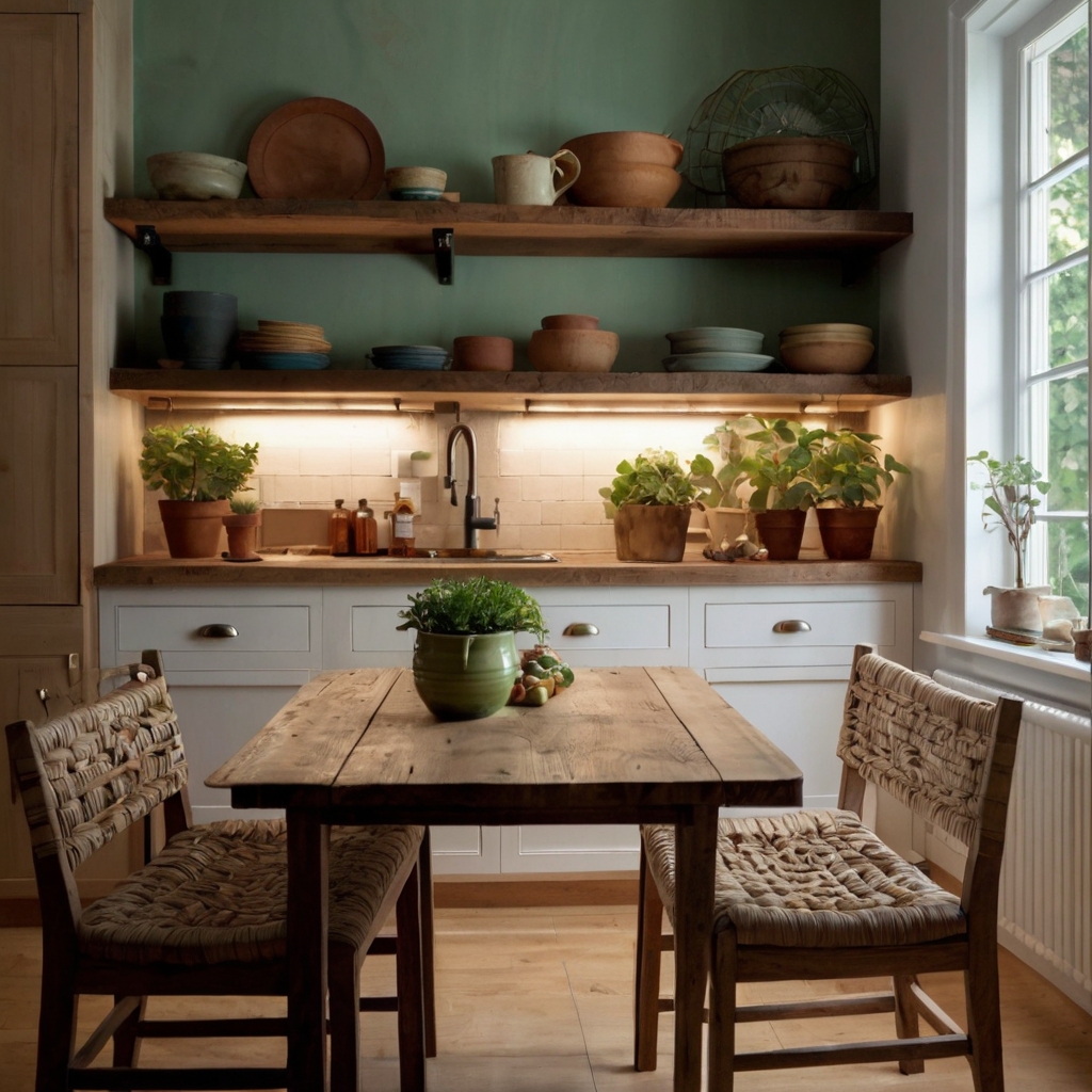 Showcase your creativity with DIY island chairs made from unique materials. Craft a personalized kitchen atmosphere with custom touches and soft lighting.