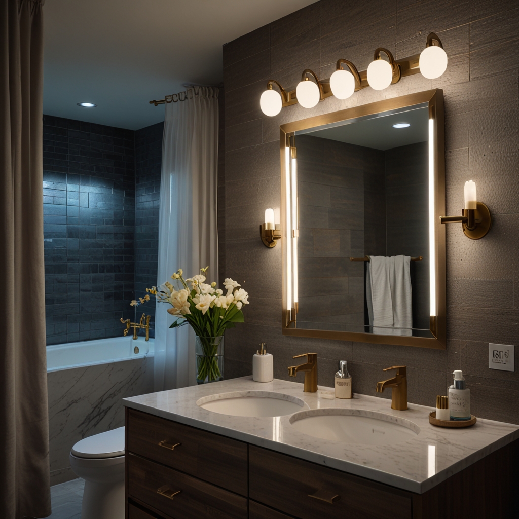 Create a balanced, symmetrical look in your bathroom with double vanity lights, ensuring even illumination on both sides of the mirror.