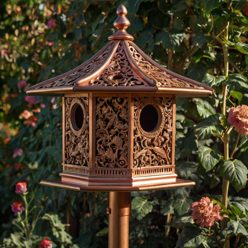 Add opulence to your garden with luxurious birdhouses featuring detailed carvings and metallic accents. Elevate your outdoor space with a touch of royalty!