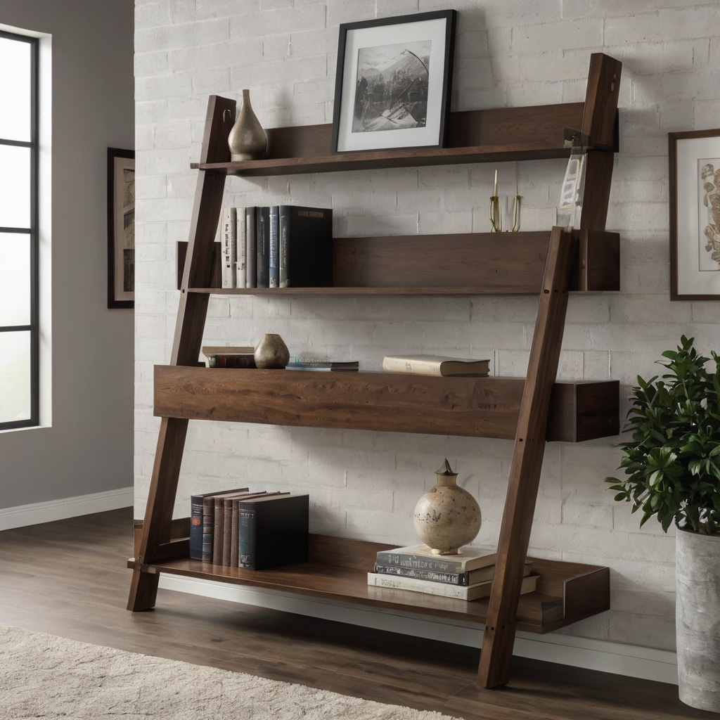 Combine functionality and elegance with floating ladder bookshelves. Perfect for contemporary homes, they maximize storage while adding visual interest. Upgrade your décor with this chic solution!