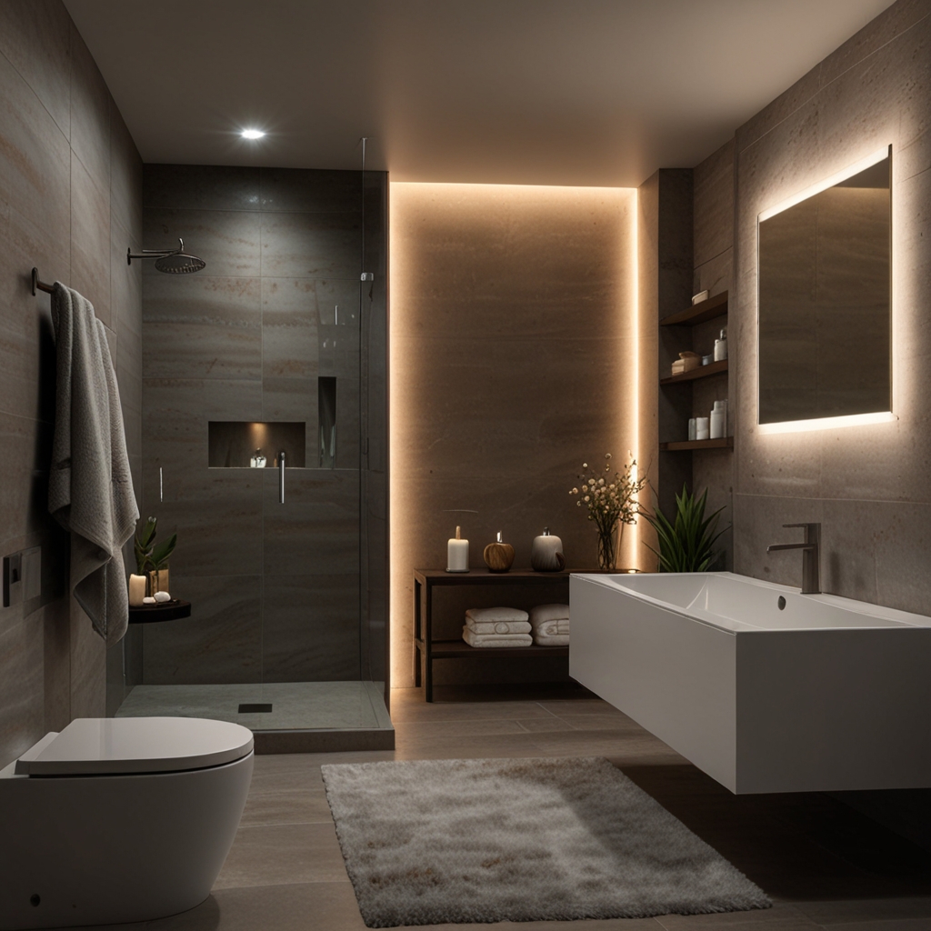 Frosted LED lights provide a gentle, calming glow, perfect for creating a tranquil atmosphere in your bathroom.