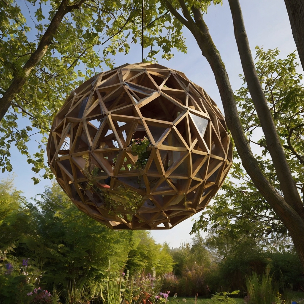 Embrace innovation with geodesic dome birdhouses featuring sleek, airy designs. Perfect for a modern garden, they blend architecture and nature.