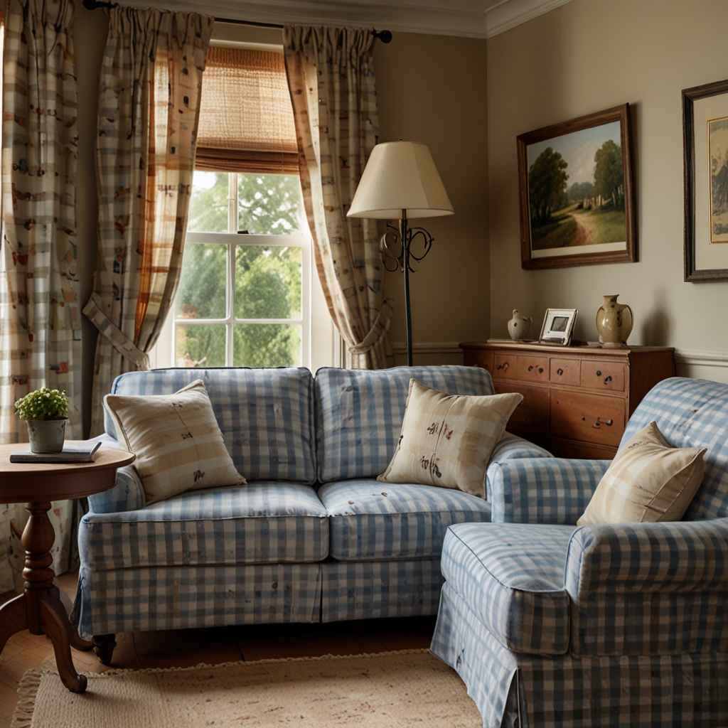 Gingham sofa covers offer a timeless, preppy look with checkered patterns. Perfect for creating a fresh, country-inspired atmosphere.