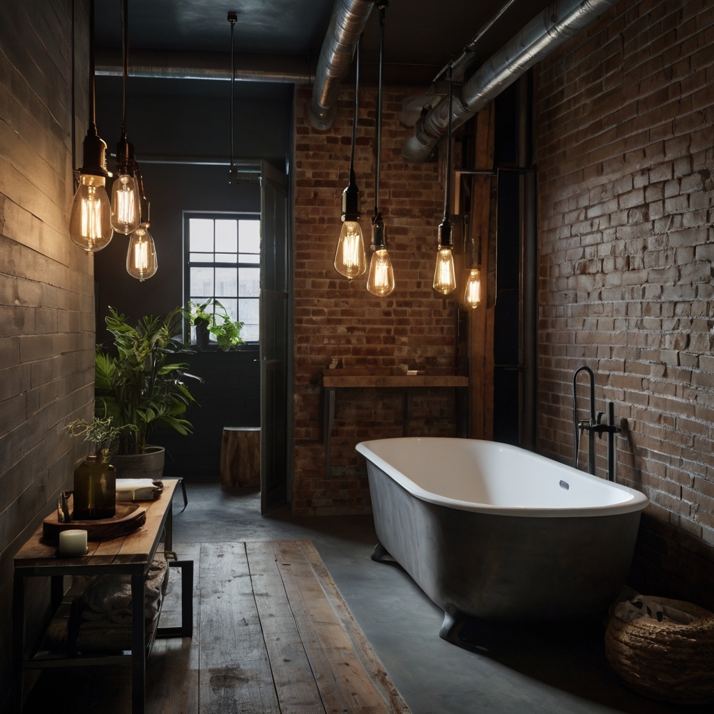 Bring an edgy, contemporary vibe to your bathroom with industrial-style light fixtures featuring raw materials and exposed bulbs.