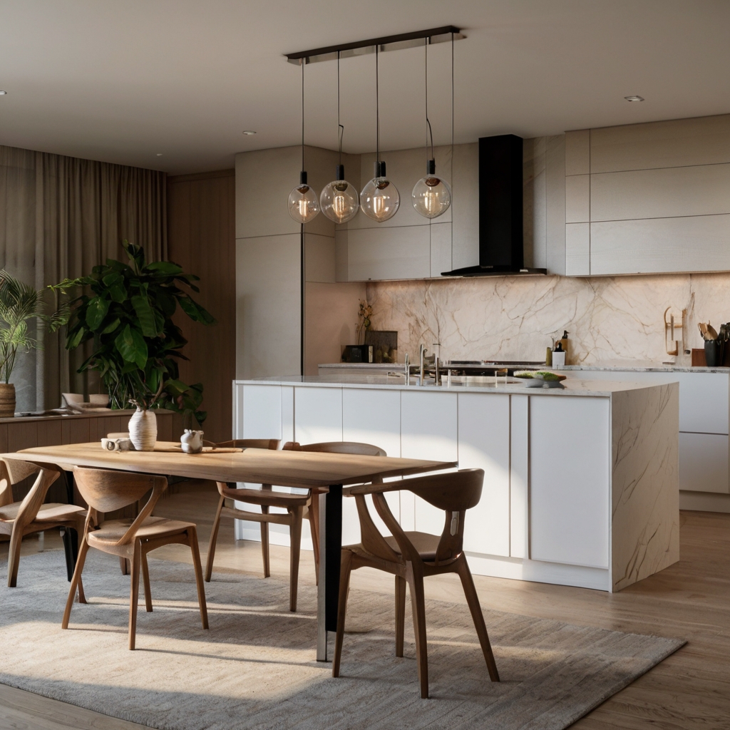 Experience comfort with ergonomic island chairs that provide built-in back support. Create a supportive, relaxing kitchen space with soft, ambient lighting.