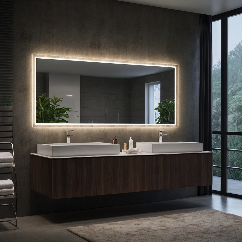 Illuminate your bathroom with sleek LED vanity lights, offering clear, bright light for a minimalist and modern look.