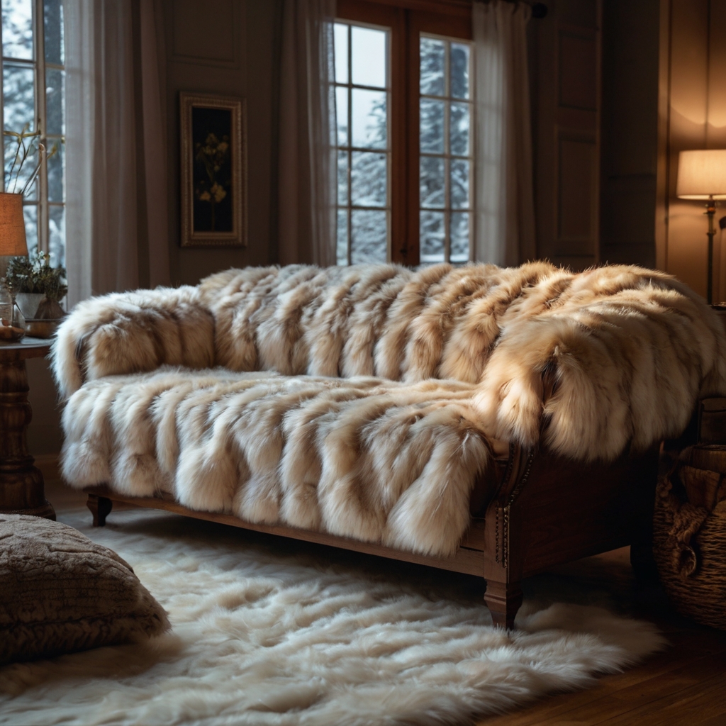 Luxury faux fur sofa covers create a cozy, inviting atmosphere. Perfect for adding warmth and a plush touch to your living room.