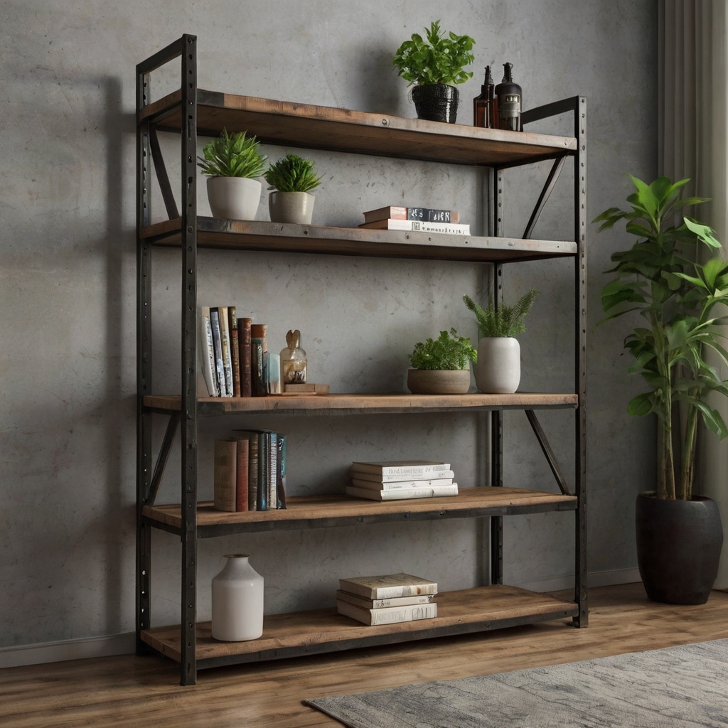 Combine industrial style with modern aesthetics using open-frame shelves. Their edgy design is perfect for showcasing books and décor. Infuse your space with character and style today!