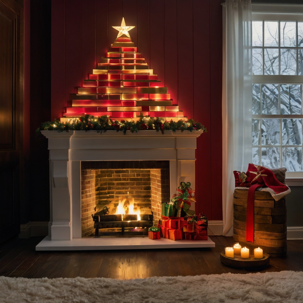 Add a splash of color with a painted wooden Christmas tree, adorned with bright lights and ornaments. Find more vibrant holiday decorations on our website!