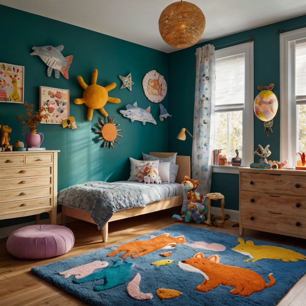 Playful Kids’ Rugs: Bright, fun rugs with animal or theme designs perfect for children's rooms.