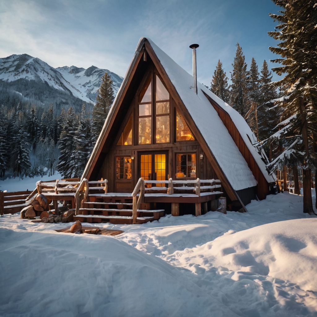 Experience winter magic in a snowy A-frame cabin. Cozy up by the fire after a thrilling day on the slopes.