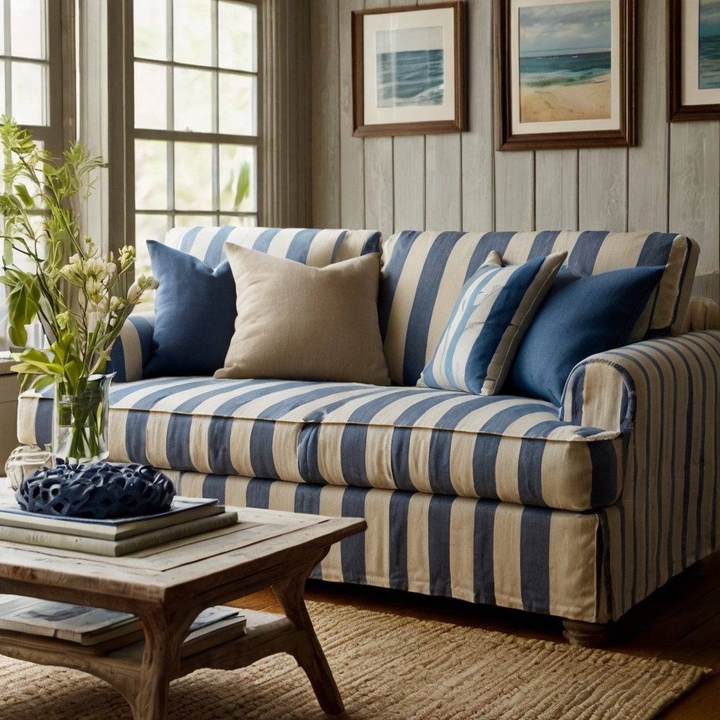 Striped sofa covers offer a nautical, beachy look. Ideal for bringing a relaxed, summery atmosphere into any room.