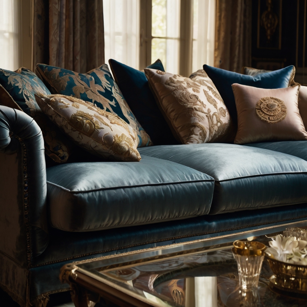 Silk-like sofa covers provide a glamorous, royal look. Ideal for creating a formal, sophisticated atmosphere in upscale living spaces.