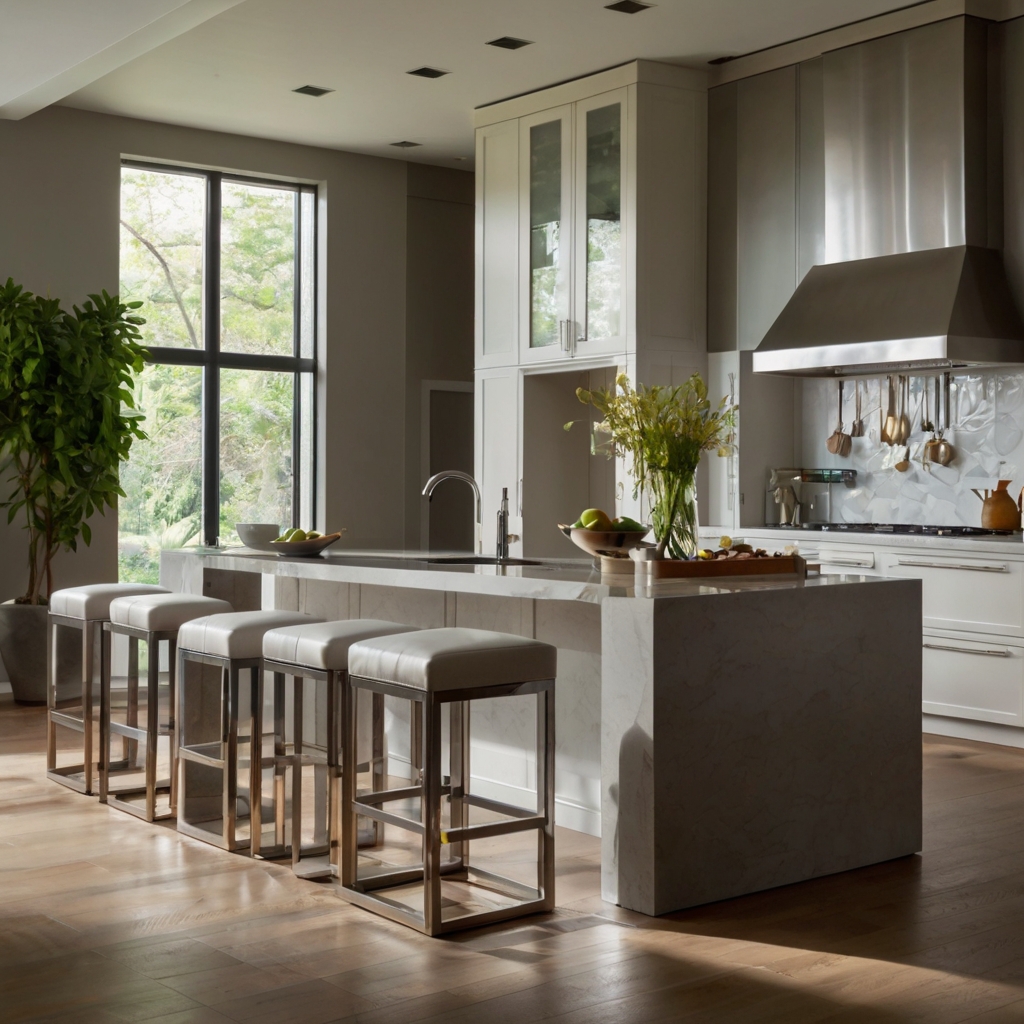 Light, stackable stools create a clutter-free kitchen with sleek designs. Perfect for saving space while maintaining an airy, open feel in your kitchen!