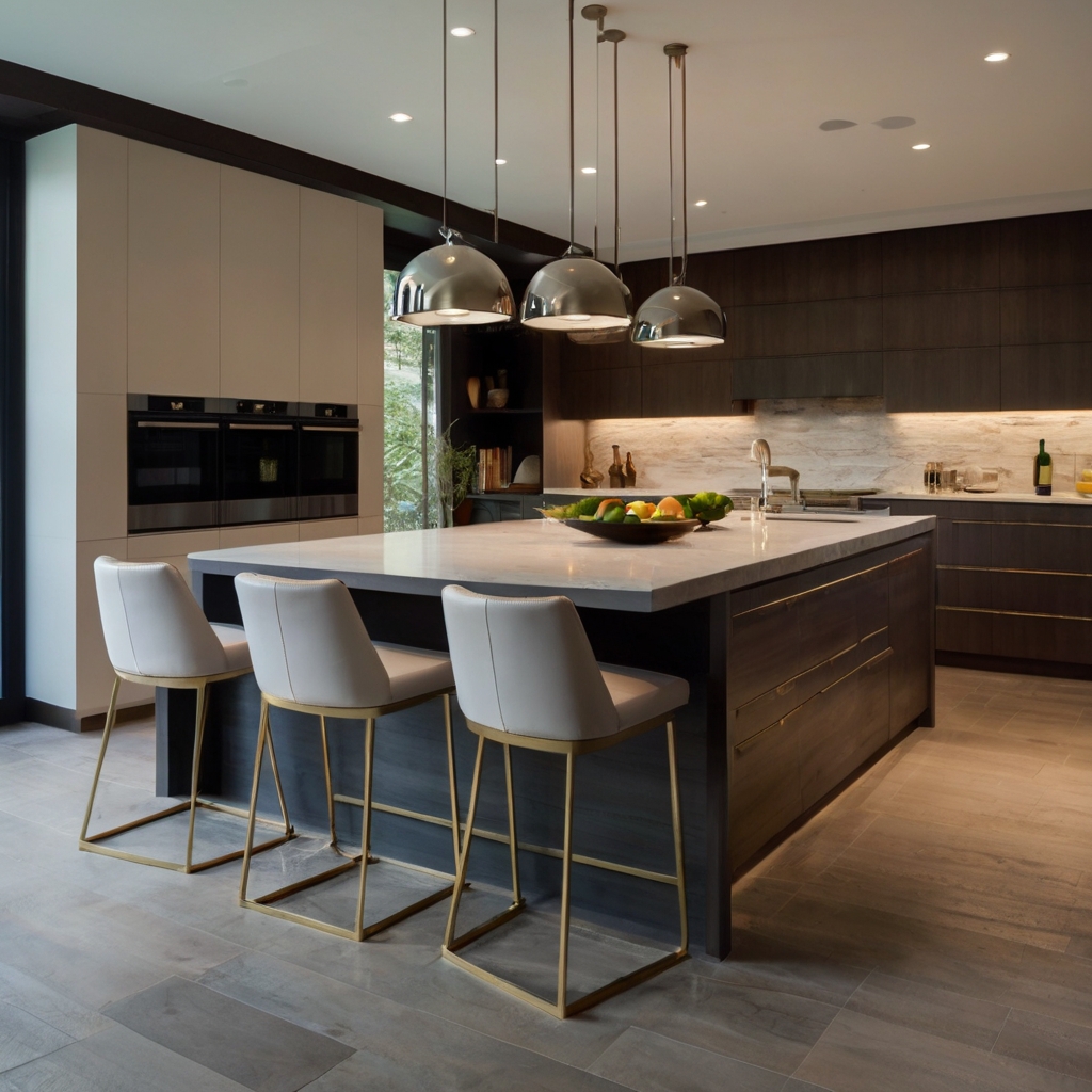 Add modern swivel chairs with sleek frames to your kitchen for both comfort and style. Get inspired by the rotating feature and high-end finishes.