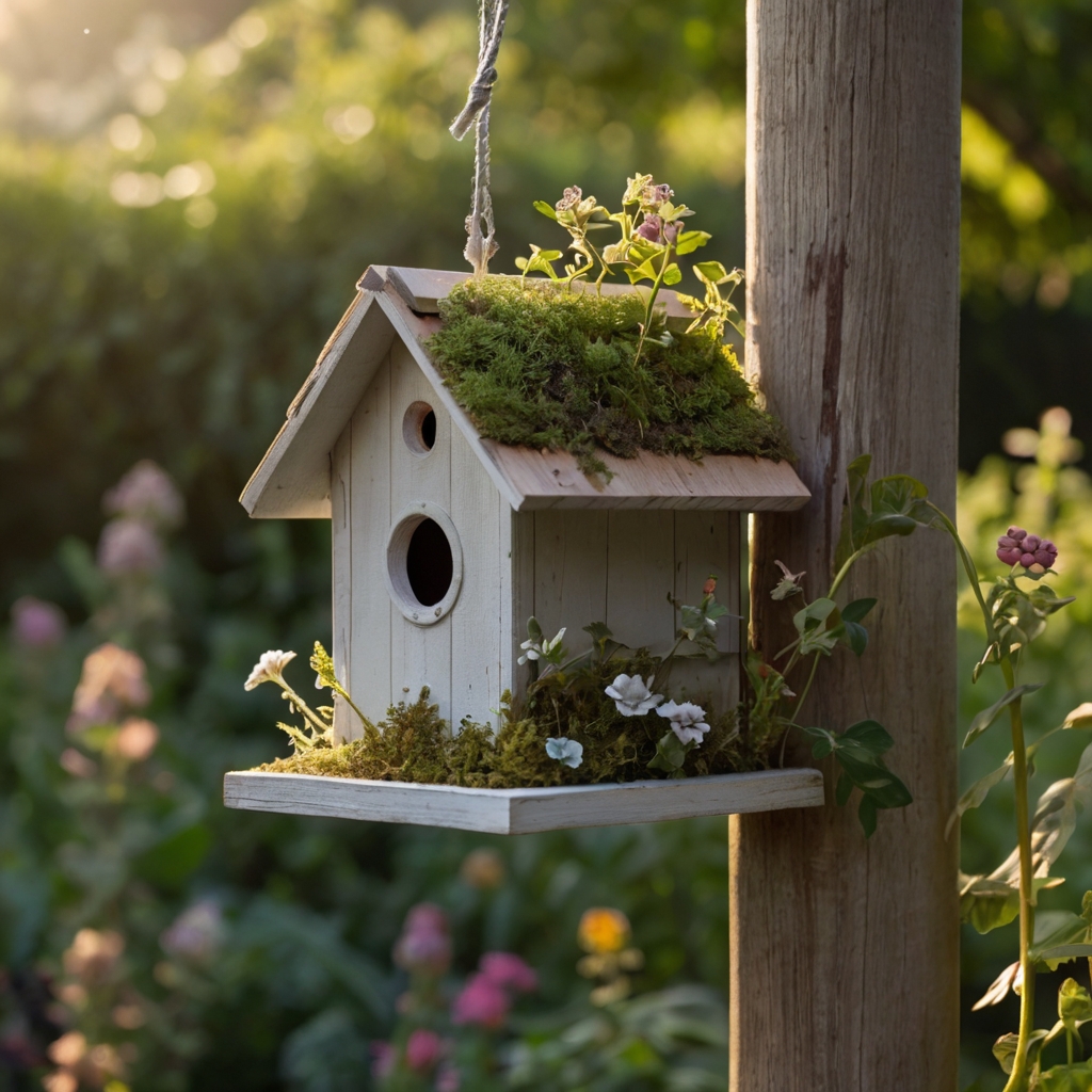 Craft a cozy haven for delicate birds with a charming, tiny birdhouse tucked into your garden. Perfect for nurturing small bird families in a peaceful setting!