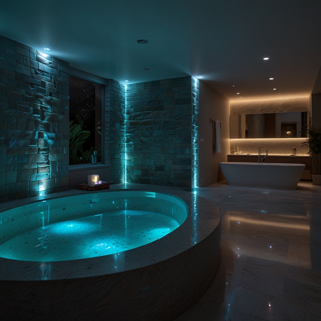 Create a serene aquatic ambiance in your bathroom with underwater LED lights, perfect for bathtubs and pools.