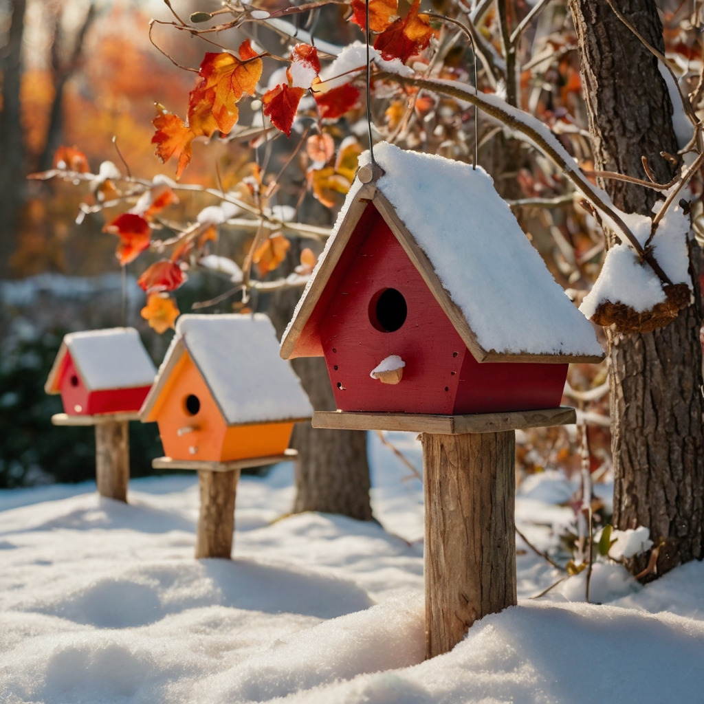 Decorate your garden with birdhouses adorned with flowers and hanging plants. A beautiful fusion of form and function for your outdoor sanctuary!