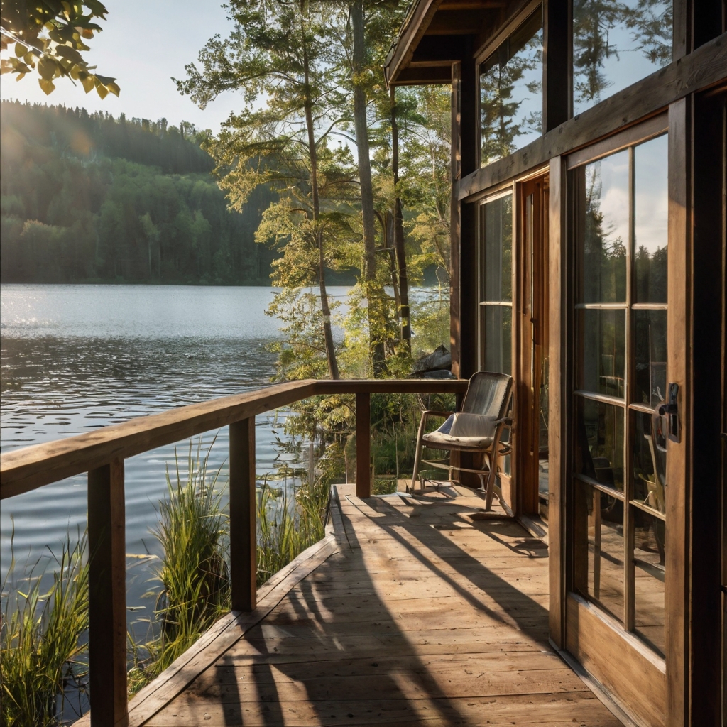 Relax by the water in a charming cabin with a private deck. Enjoy serene mornings with stunning water views.