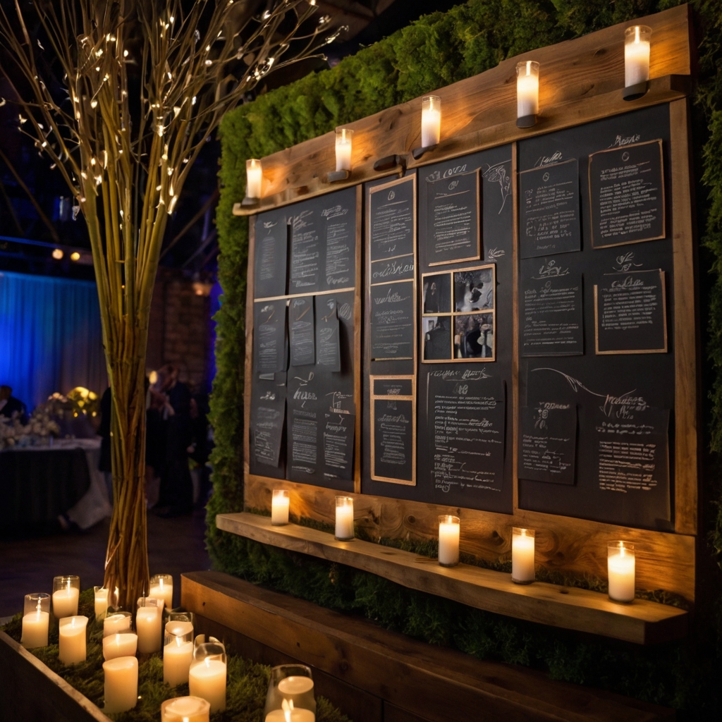 Interactive decor, lit warmly, invites guests to leave memories. The soft lighting enhances the sense of participation and community.