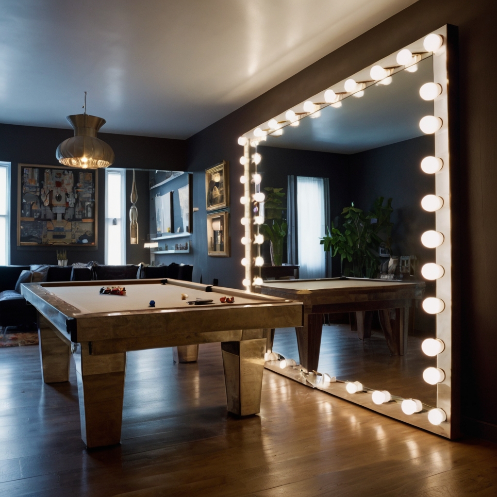 Use mirrors and soft lighting to create the illusion of space, making small game rooms feel open and airy.