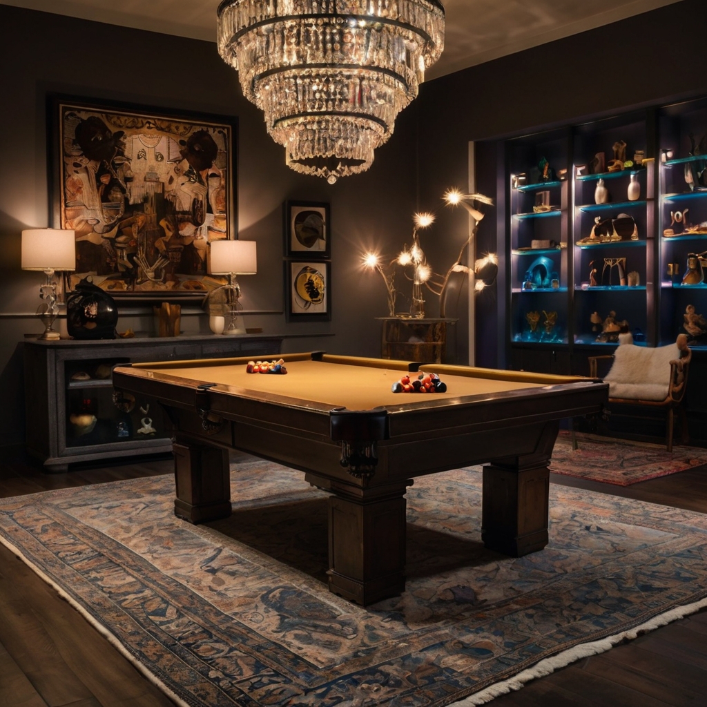 Upgrade with chic accessories and soft lighting, transforming your game room into a stylish retreat.