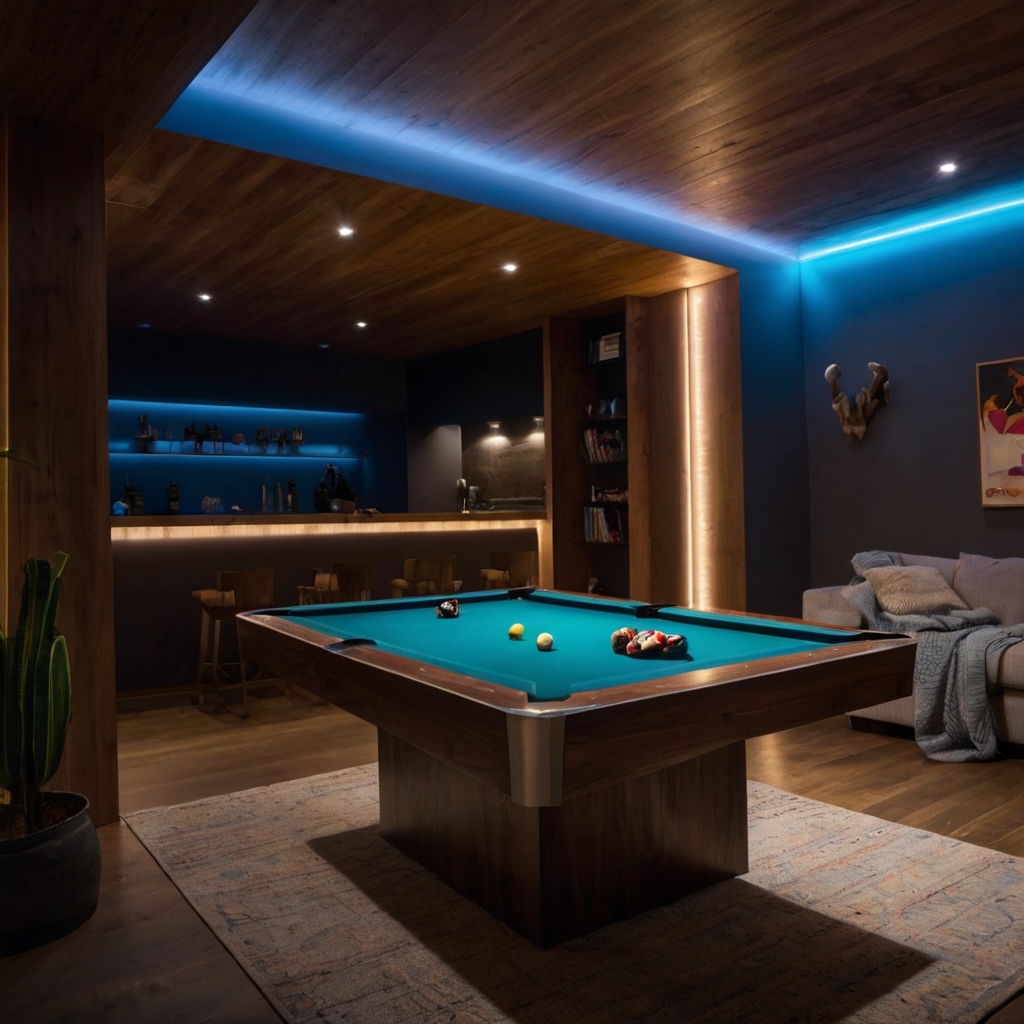 Transform your gaming space with LED strips and warm lights, adding dynamic ambiance and modern flair.