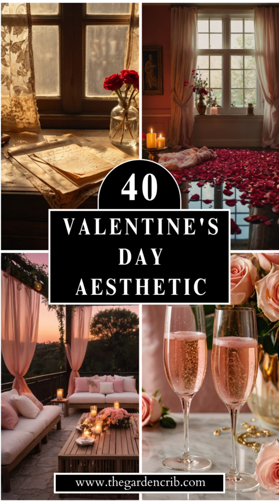 A collection of romantic Valentine’s aesthetics, from dreamy candlelit dinners to cozy reading nooks. Experience love-filled settings with soft lighting, floral accents, and timeless elegance!