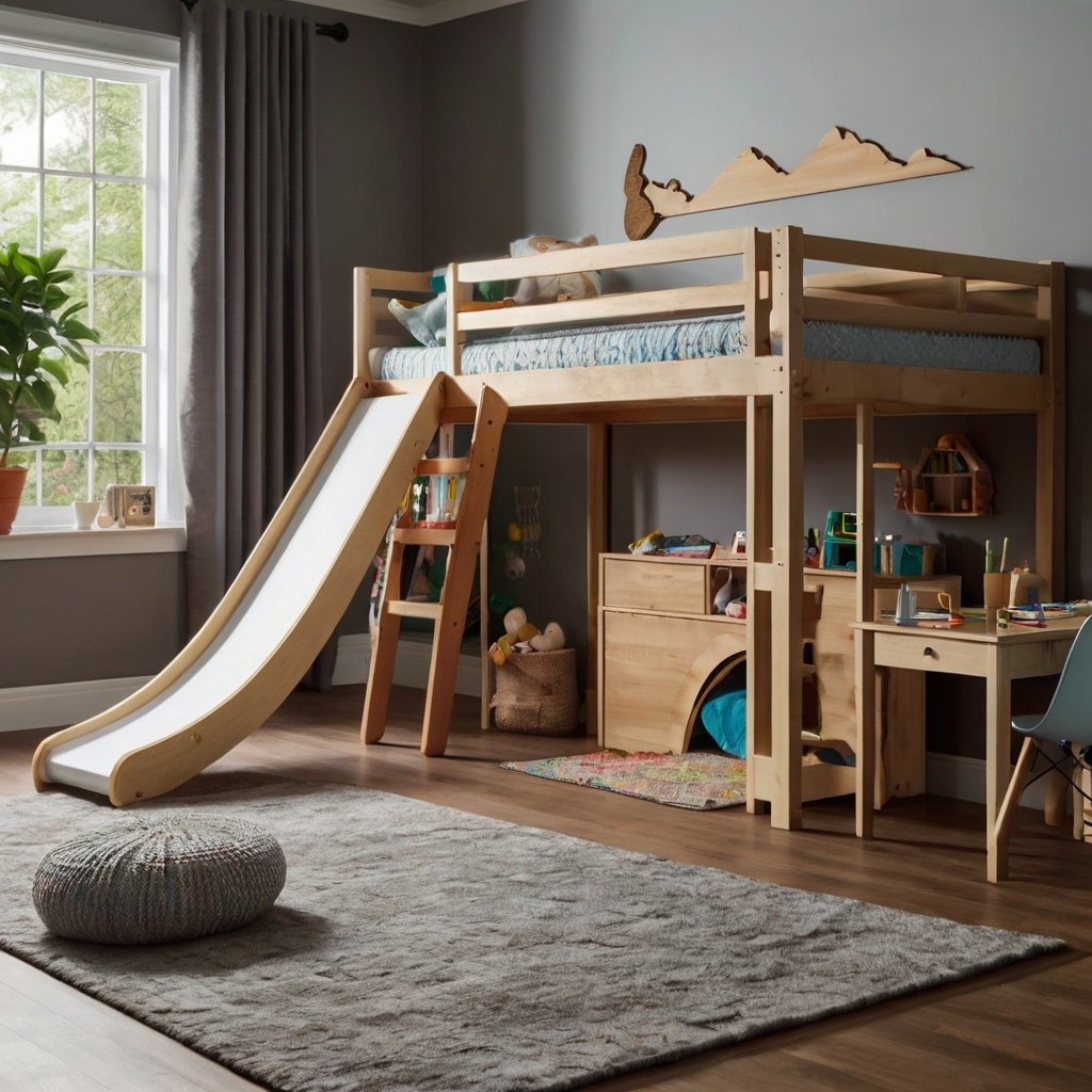 A built-in slide makes getting out of bed exciting. A playful addition to any bunk setup.