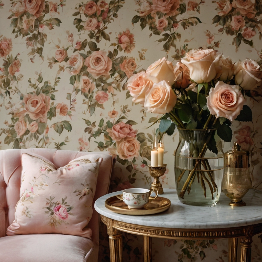 Vintage florals and soft petal designs create a dreamy backdrop. A romantic, elegant touch that fills your space with love!