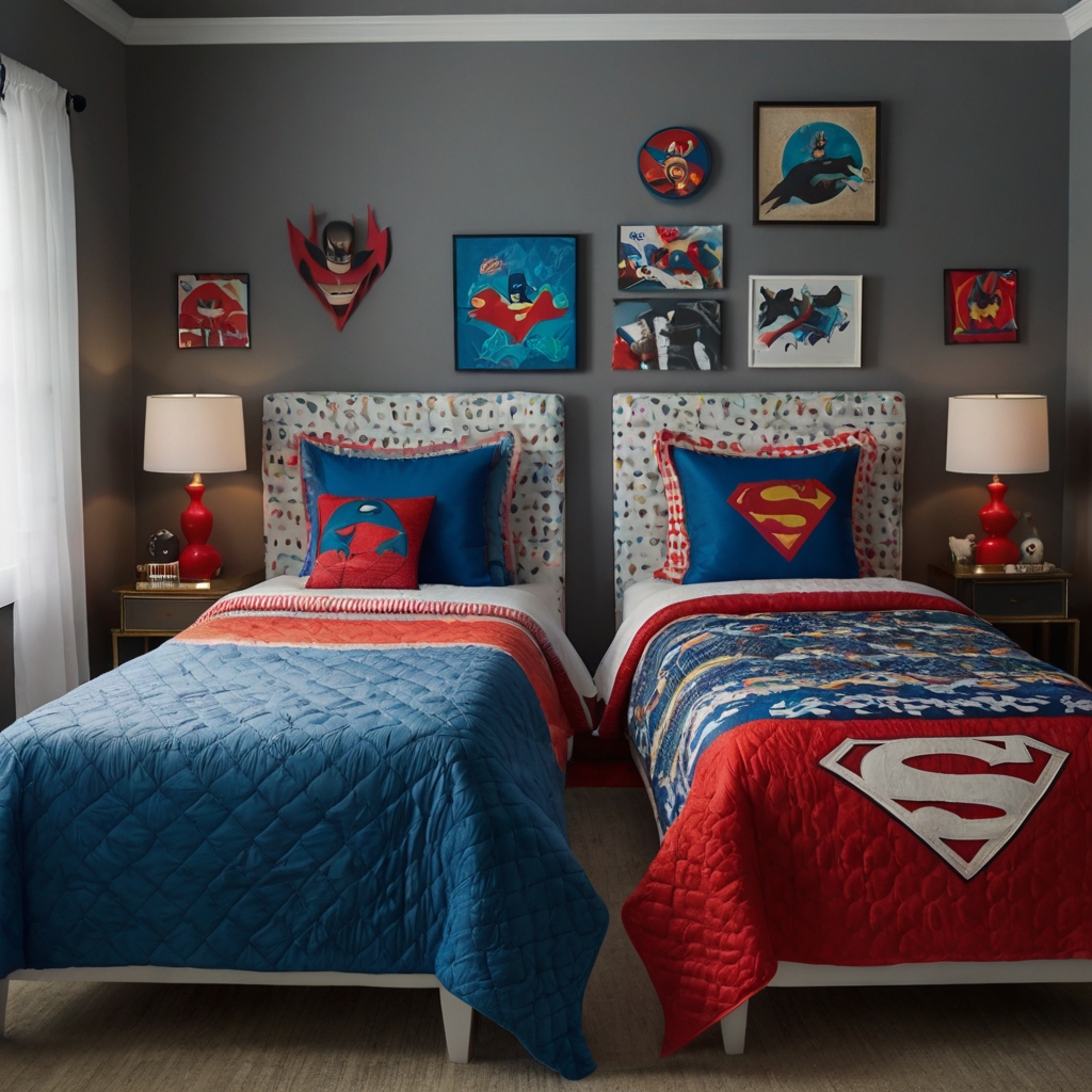 Coordinated bedding unifies the look without monotony. Fun patterns bring personality to shared spaces.