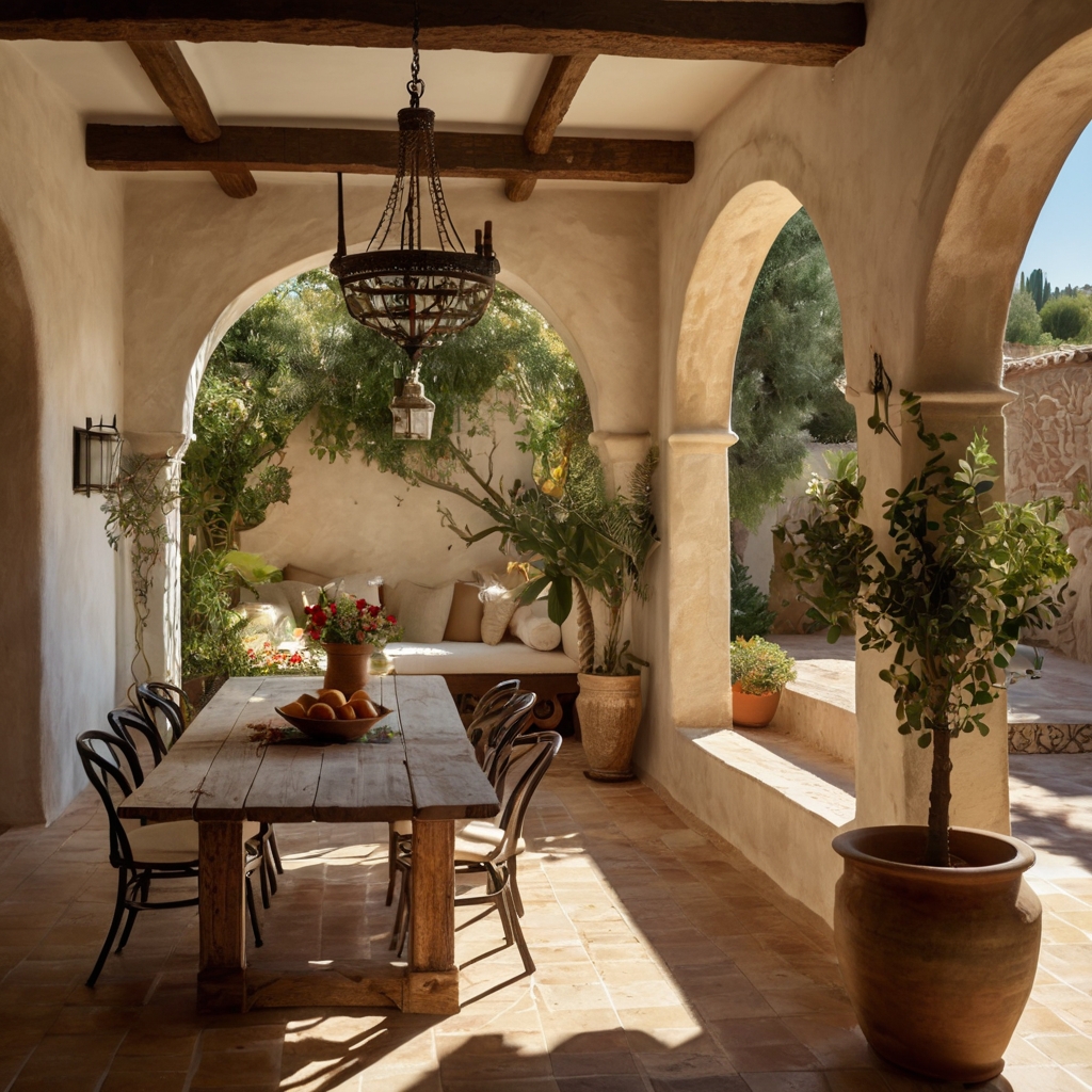 Infuse rustic elegance with terracotta walls, wooden accents, and wrought iron for a sun-kissed Mediterranean charm.