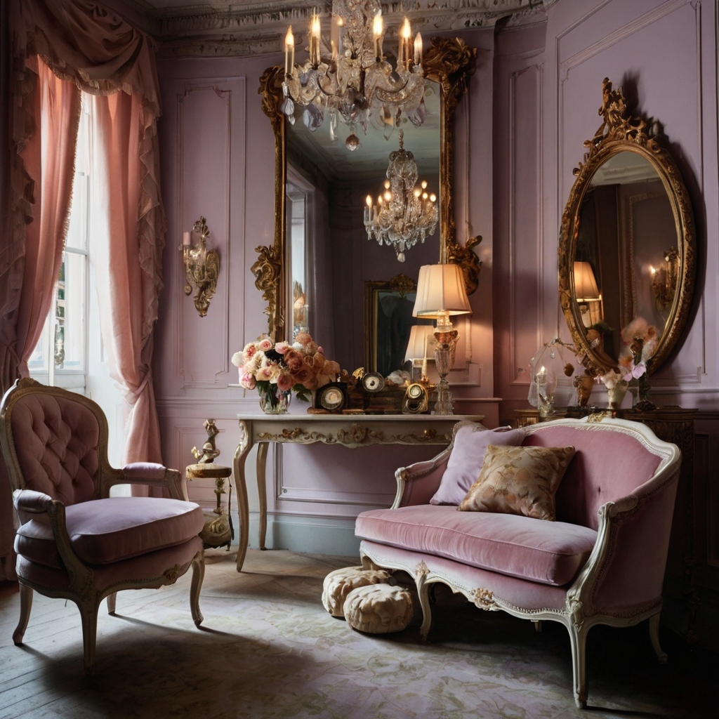 Blend French and Victorian styles with elegant furniture and soft colors. Use vintage lighting to create a cozy, intimate atmosphere.